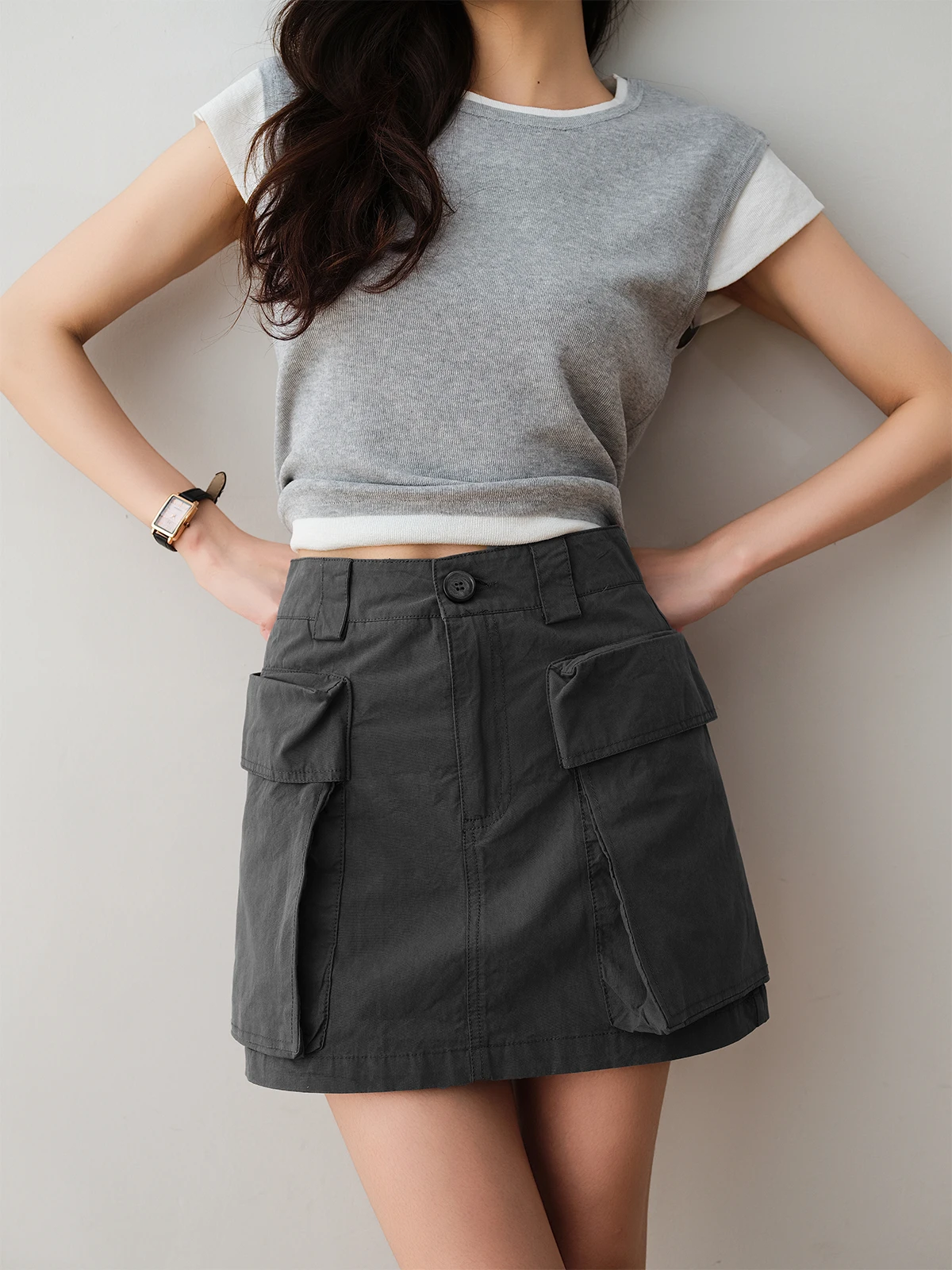 High Waist A-Line Skirt with kets Korean Sle Pure Cotton Spring Summer New Arrival RONRON Women's Faion Skirt
High Waist A-Line Skirt with kets Korean Sle Pure Cotton Spring Summer New Arrival RONRON Women's Faion Skirt