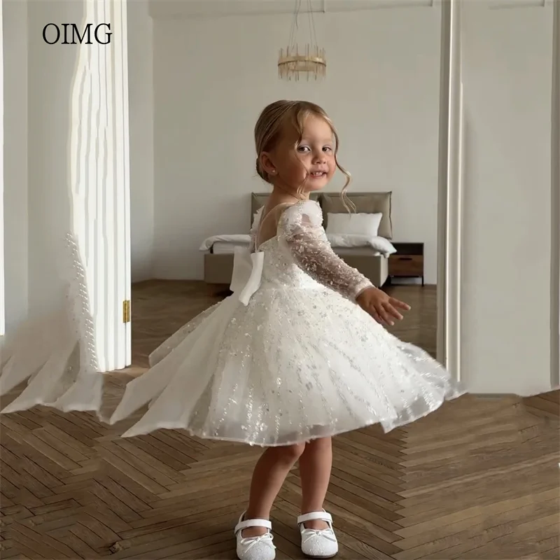 OIMG Sequined A Line Flower Girl Dresses Long Sleeves O Neck Wedding Party Gown Knee Length Birthday Dress niñas Customized
OIMG Sequined A Line Flower Girl Dresses Long Sleeves O Neck Wedding Party Gown Knee Length Birthday Dress niñas Customized