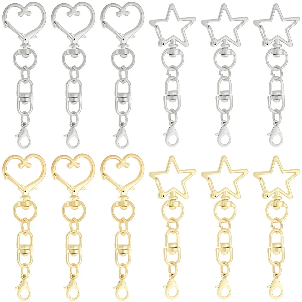 20Pcs 4 Styles Zinc Alloy Swivel Clasps Star Heart Platinum Light Gold 73~75mm 5pcs/style
20Pcs 4 Styles Zinc Alloy Swivel Clasps Star Heart Platinum Light Gold 73~75mm 5pcs/style