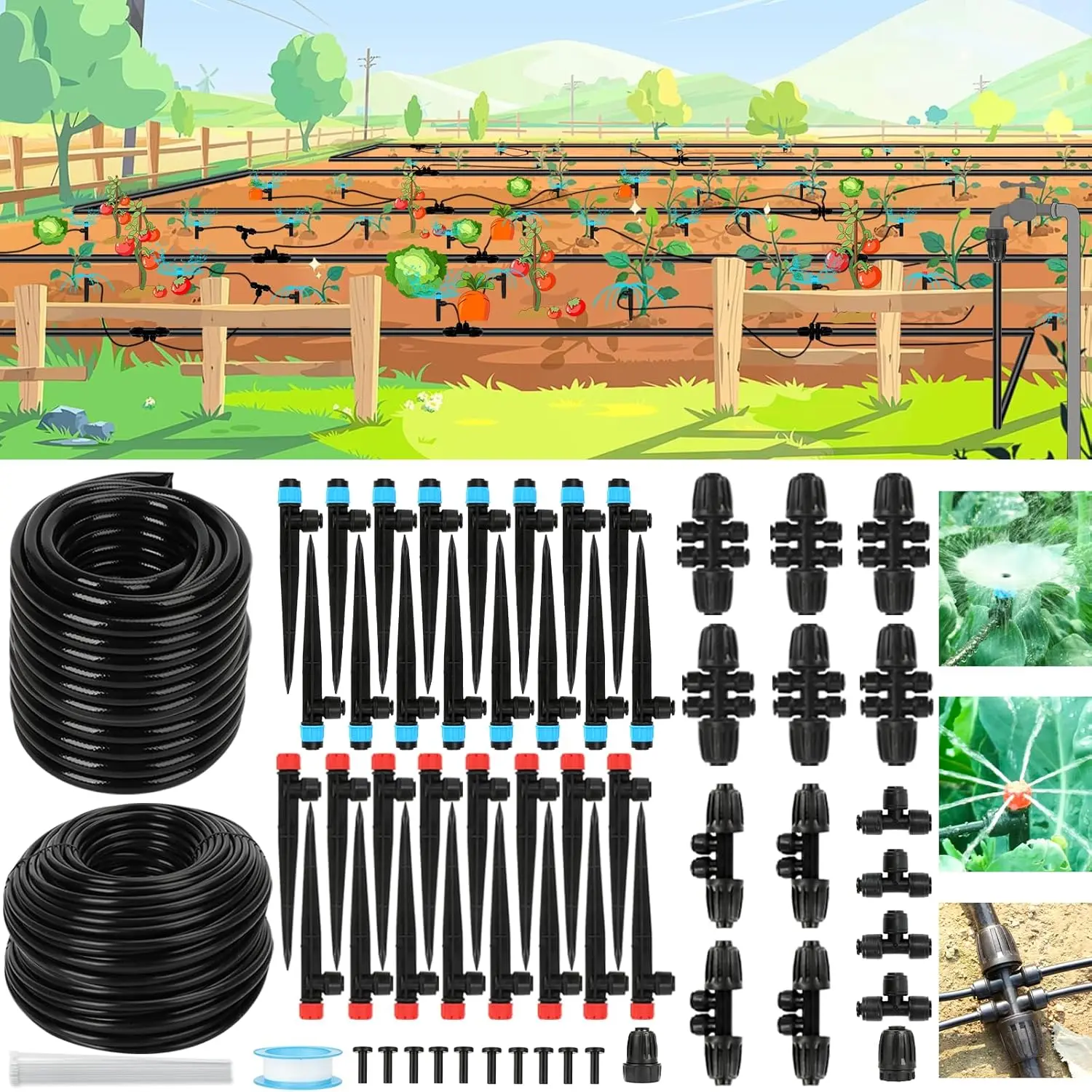 Drip Irrigation Kit Quick Connect Automatic Watering Misting System Tubing Coverage Saving Greenhouses Lawns Gardens Raised Beds
Drip Irrigation Kit Quick Connect Automatic Watering Misting System Tubing Coverage Saving Greenhouses Lawns Gardens Raised Beds