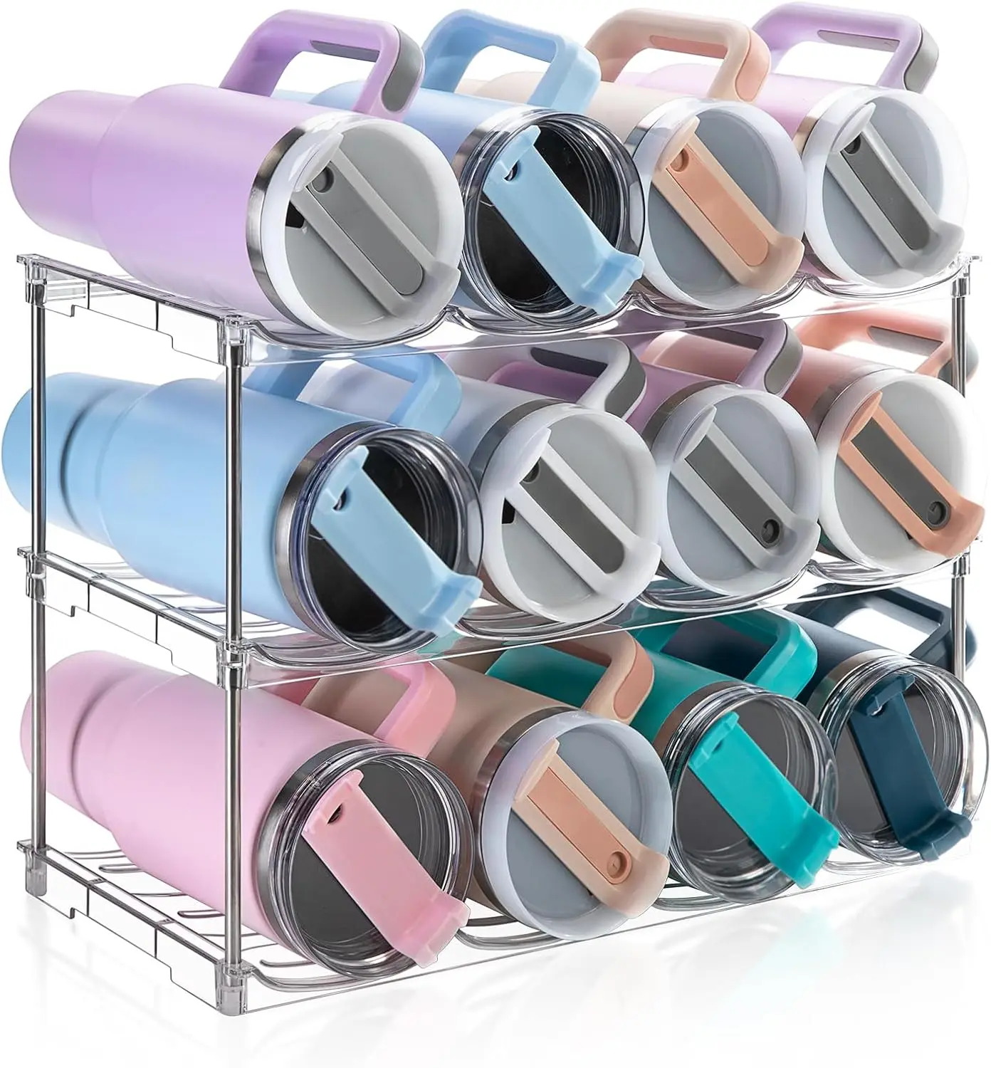 Stackable Water Bottle Holder for 40oz Tumblers, 3 Pack Cabinet Organizer
Stackable Water Bottle Holder for 40oz Tumblers, 3 Pack Cabinet Organizer