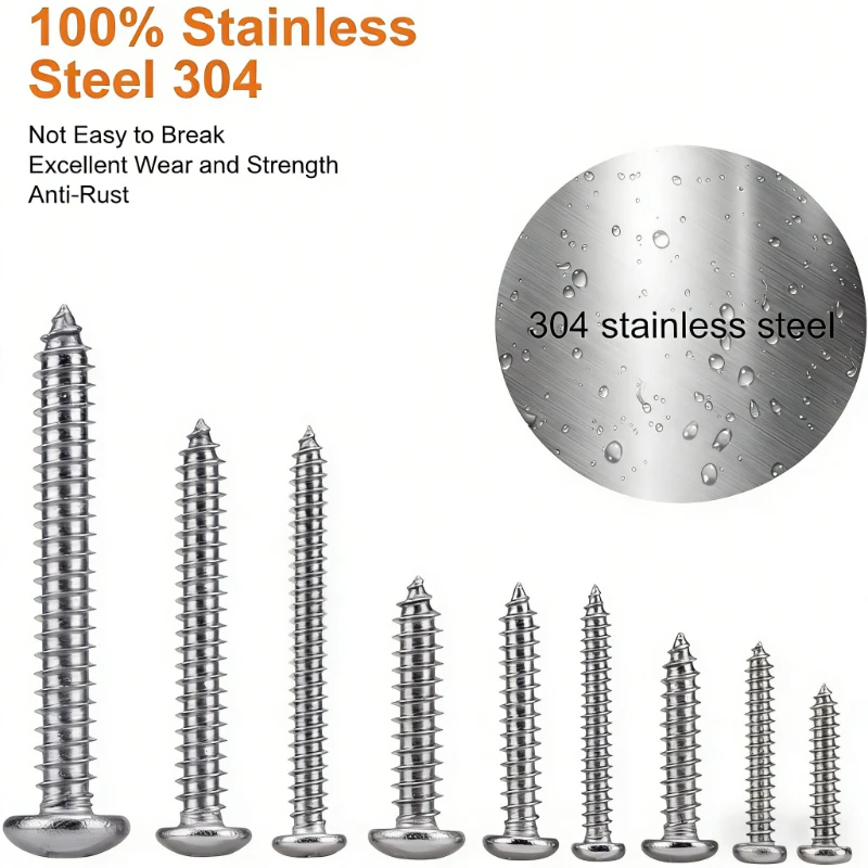 235Pcs Self Tapping Screw Set, 304 Stainless Steel Cross Round Phillips Pan Head Tapping Screws M3 M4 M5 M6 15-50mm for Wood
235Pcs Self Tapping Screw Set, 304 Stainless Steel Cross Round Phillips Pan Head Tapping Screws M3 M4 M5 M6 15-50mm for Wood