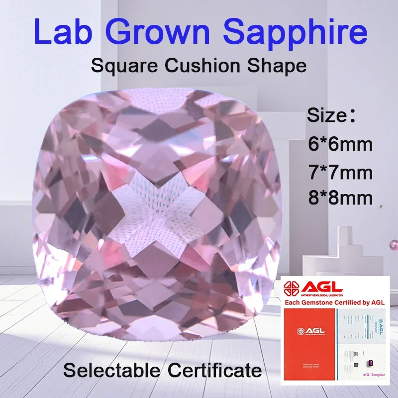 Lab Grown Sapphire Loose Stone Sakura Pink Color VVS1 Square Cushion Shape Beads for Jewelry Making Selectable AGL Certificate
Lab Grown Sapphire Loose Stone Sakura Pink Color VVS1 Square Cushion Shape Beads for Jewelry Making Selectable AGL Certificate