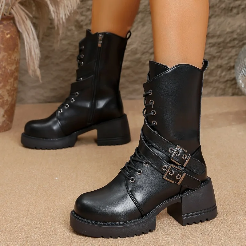 Новинка 2025, женские рыцарские сапоги средней длины в стиле ретро, осенние ботильоны на платформе
Новинка 2025, женские рыцарские сапоги средней длины в стиле ретро, осенние ботильоны на платформе