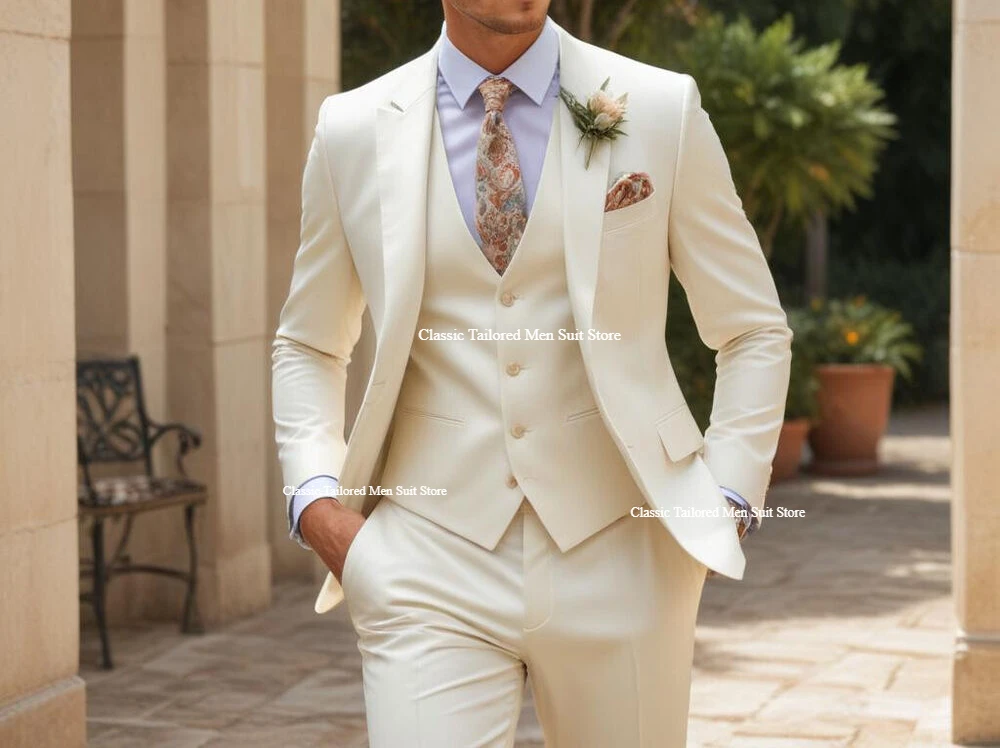 Men's Ivory 3 Piece Suit Slim fit Wedding 3pcs Groom Suit Elegant Party Wear Set
Men's Ivory 3 Piece Suit Slim fit Wedding 3pcs Groom Suit Elegant Party Wear Set