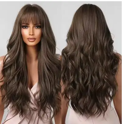 Brown Wavy Wigs for Women with Bangs Long Natural Synthetic Hair Wig Daily Heat Resistant
Brown Wavy Wigs for Women with Bangs Long Natural Synthetic Hair Wig Daily Heat Resistant