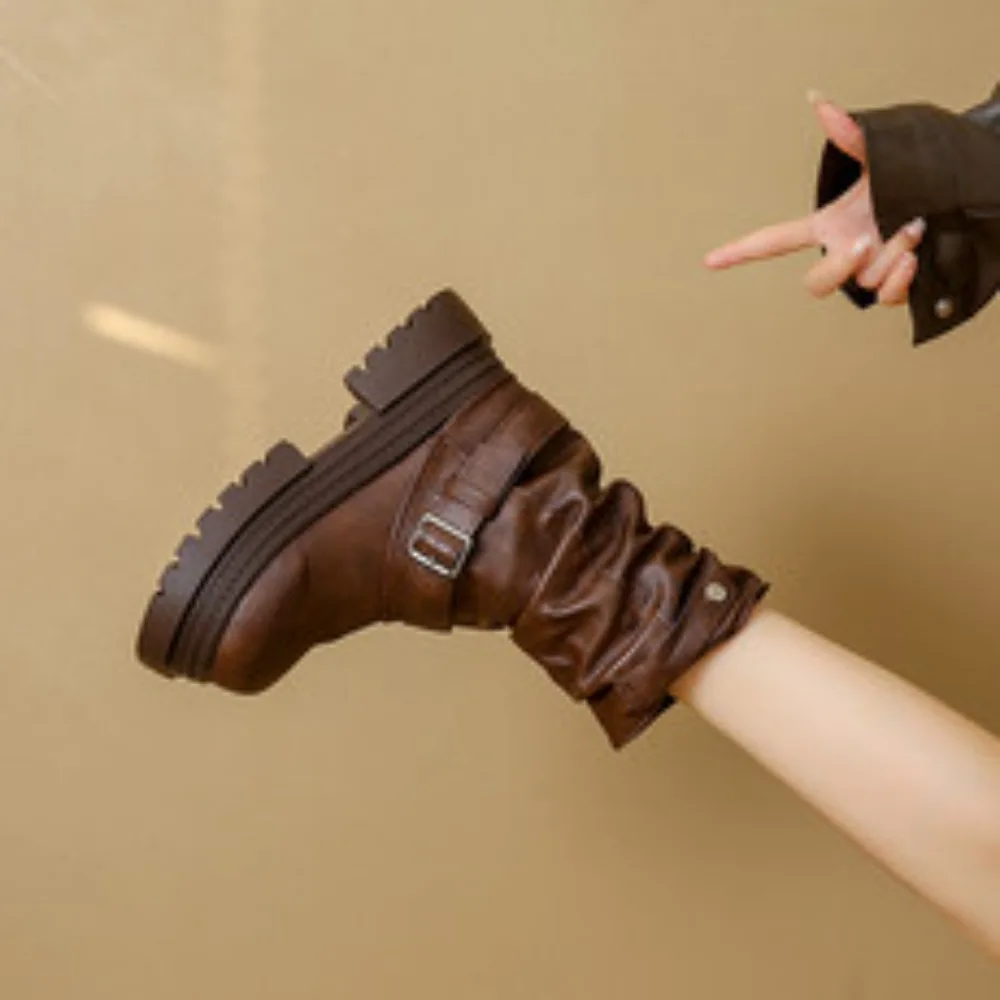 Platform Thick Bottom Women Ankle Boots Fashion Belt Buckle Shoes 2025 Autumn Winter Female Slip On Short Boot
Platform Thick Bottom Women Ankle Boots Fashion Belt Buckle Shoes 2025 Autumn Winter Female Slip On Short Boot