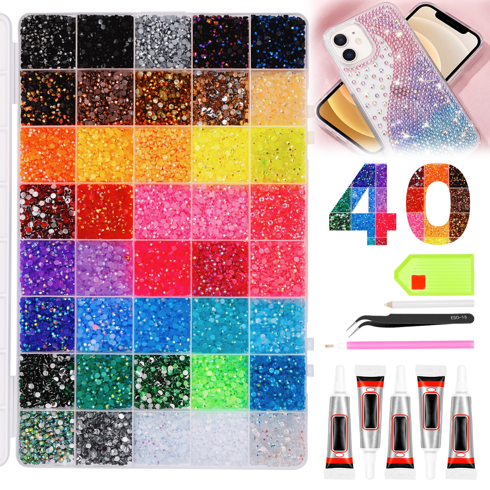 40/32/24/28Grid Mixed Color Jelly Resin Drill Rhinestone Set DIY Flatback Nail Drill Clothing Phone Glasses Hat Drill Nail Craft
40/32/24/28Grid Mixed Color Jelly Resin Drill Rhinestone Set DIY Flatback Nail Drill Clothing Phone Glasses Hat Drill Nail Craft