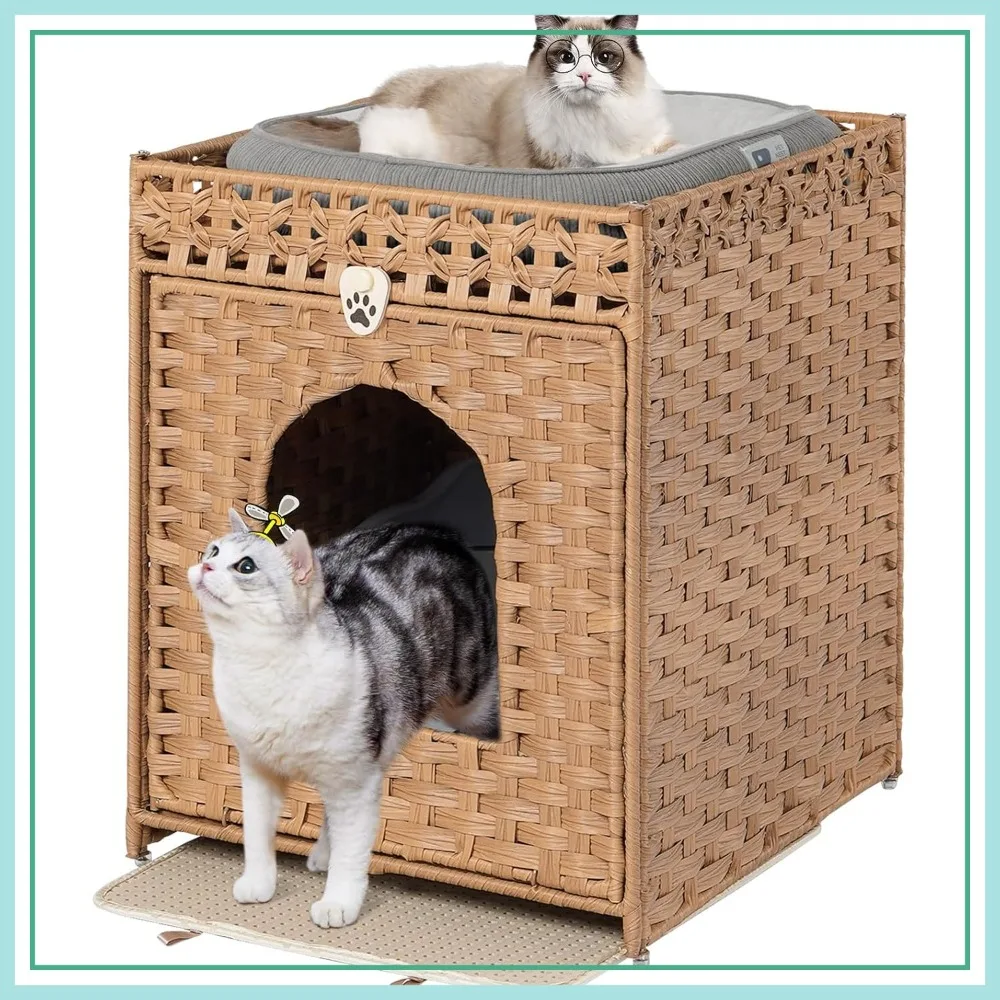 Handwoven Rattan Cat Litter Box Enclosure with Door, Hidden Washroom Furniture, Indoor Pet House for Living Room, Natural
Handwoven Rattan Cat Litter Box Enclosure with Door, Hidden Washroom Furniture, Indoor Pet House for Living Room, Natural