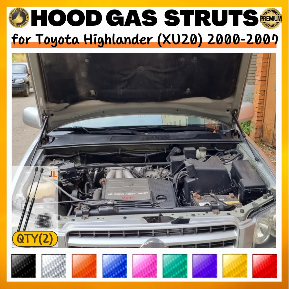 Qty(2) Hood Struts for Toyota Highlander (XU20) 2000-2007 Front Bonnet Modify Gas Springs Shock Absorber Lift Supports Dampers
Qty(2) Hood Struts for Toyota Highlander (XU20) 2000-2007 Front Bonnet Modify Gas Springs Shock Absorber Lift Supports Dampers