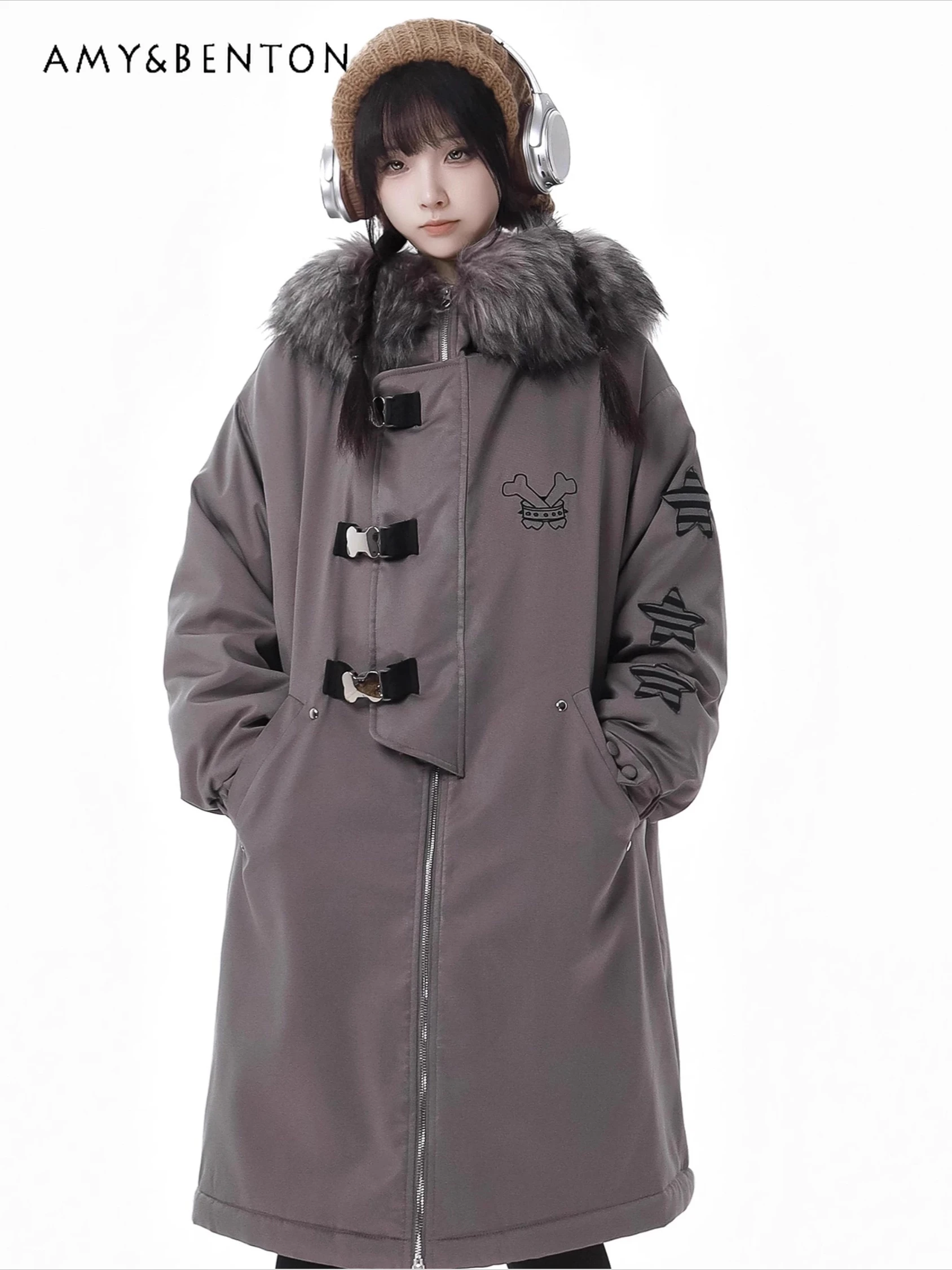 Harajuku Style Sweet Cool Thickened Warm Parka Autumn Winter High-end Feel Mid-length Star Patch Slim Mid-length Cotton Jacket
Harajuku Style Sweet Cool Thickened Warm Parka Autumn Winter High-end Feel Mid-length Star Patch Slim Mid-length Cotton Jacket