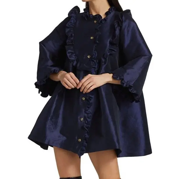 O-neck Party Dress Casual Women's Dress Long Sleeve Mini Dress Satin Dress Royal Blue Ruffles Dress Plus Size Dress With Buttons
O-neck Party Dress Casual Women's Dress Long Sleeve Mini Dress Satin Dress Royal Blue Ruffles Dress Plus Size Dress With Buttons