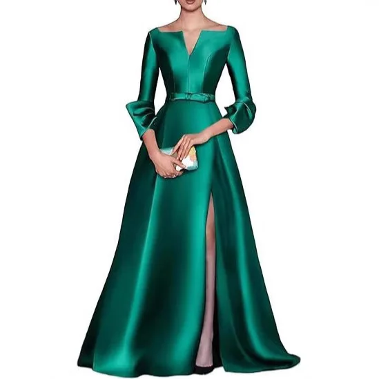 QMANSHA Custom Satin Evening Dresses Off Shoulder Notch V Neck High Split A Line Formal Gown Mother of Bride Wedding Party Dress
QMANSHA Custom Satin Evening Dresses Off Shoulder Notch V Neck High Split A Line Formal Gown Mother of Bride Wedding Party Dress