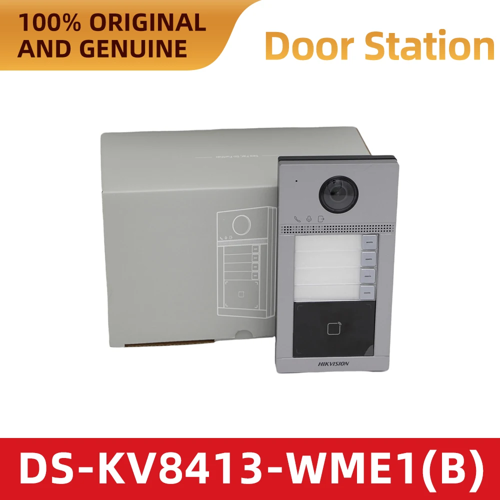 Hikvision DS-KV8413-WME1(B) IP Video Intercom Doorbell 2MP IR Outdoor Door Phone WiFi PoE Access Control Mifare Card Reader IP65
Hikvision DS-KV8413-WME1(B) IP Video Intercom Doorbell 2MP IR Outdoor Door Phone WiFi PoE Access Control Mifare Card Reader IP65