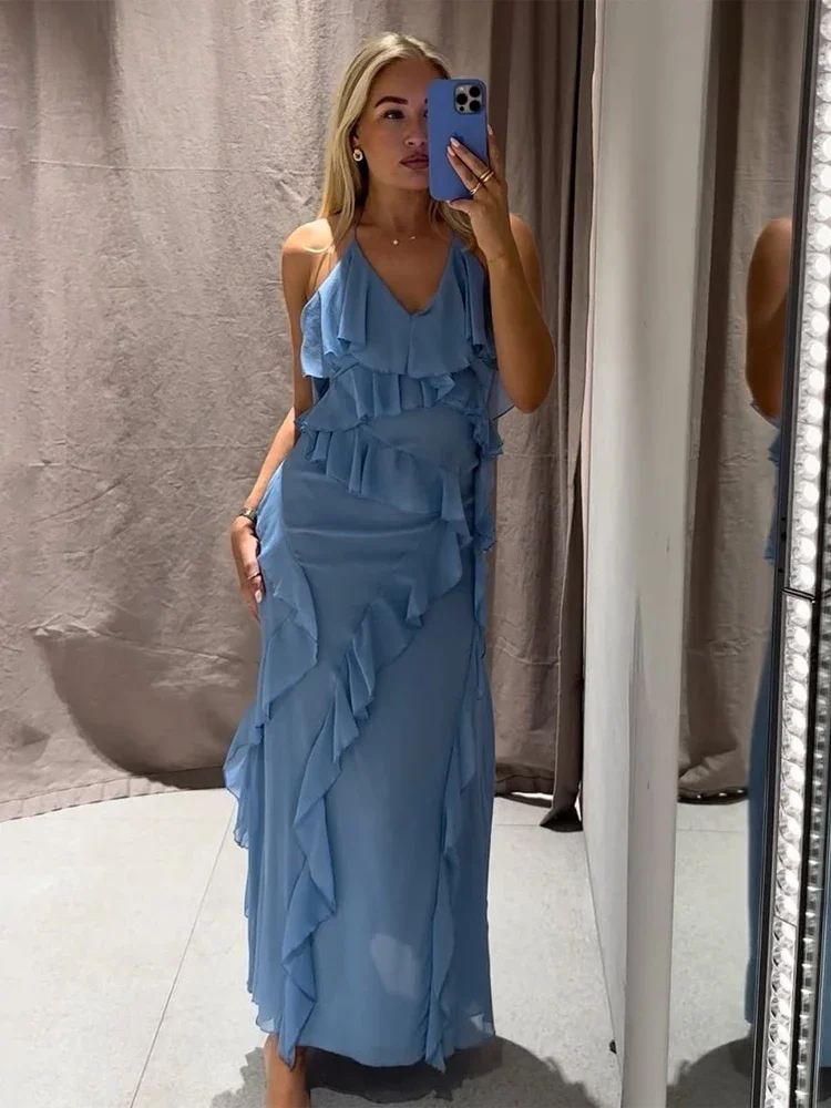 Элегантное многоярусное платье-комбинация для женщин, модное, темно-синее, А-силуэт, с оборками по низу, плиссированная юбка, облегающее, новинка 2026 года, летнее, для прогулок на природе
Элегантное многоярусное платье-комбинация для женщин, модное, темно-синее, А-силуэт, с оборками по низу, плиссированная юбка, облегающее, новинка 2026 года, летнее, для прогулок на природе