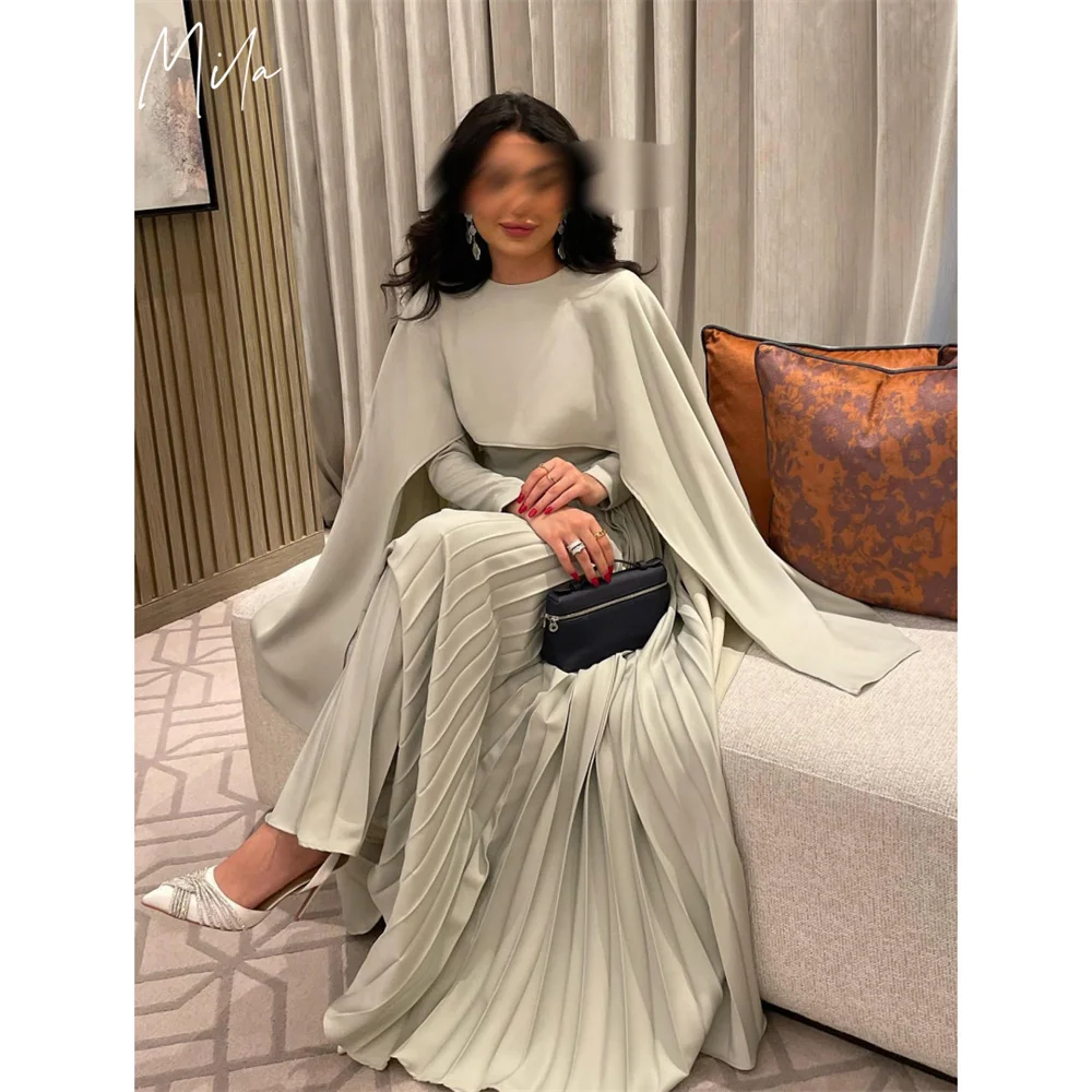 Mila Long Sleeve A-Line Prom Dresses 2025 Cape Pleats Evening Dresses Elegant Floor-Length Customized Cocktail Party Dresses
Mila Long Sleeve A-Line Prom Dresses 2025 Cape Pleats Evening Dresses Elegant Floor-Length Customized Cocktail Party Dresses