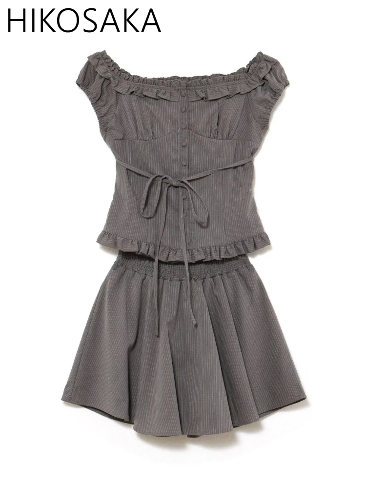 Japan Style Chic Sweet Women Dress Sets Fungus Slash Neck Off Shoulder Lace Up Striped Top A-line Casual Short Skirts Suit
Japan Style Chic Sweet Women Dress Sets Fungus Slash Neck Off Shoulder Lace Up Striped Top A-line Casual Short Skirts Suit