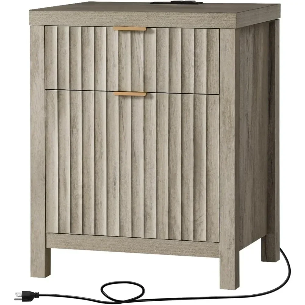 Nightstand, End Table with Charging Station, Night Stand with Fluted Panel, Bed Side Table Set of 2
Nightstand, End Table with Charging Station, Night Stand with Fluted Panel, Bed Side Table Set of 2
