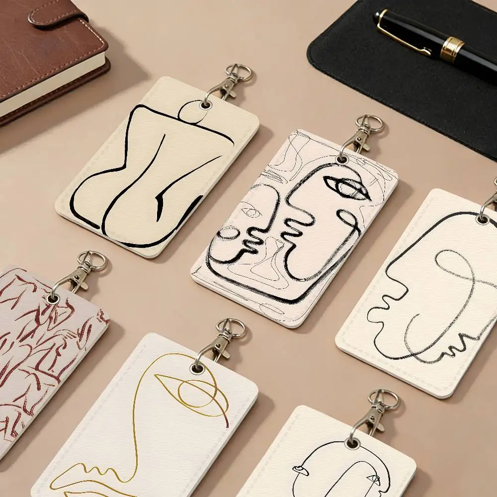 Картхолдеры из искусственной кожи Line Drew Face в минималистичном абстрактном стиле, защитные чехлы от потери, для карт доступа в кампус, с брелоком для ключей
Картхолдеры из искусственной кожи Line Drew Face в минималистичном абстрактном стиле, защитные чехлы от потери, для карт доступа в кампус, с брелоком для ключей