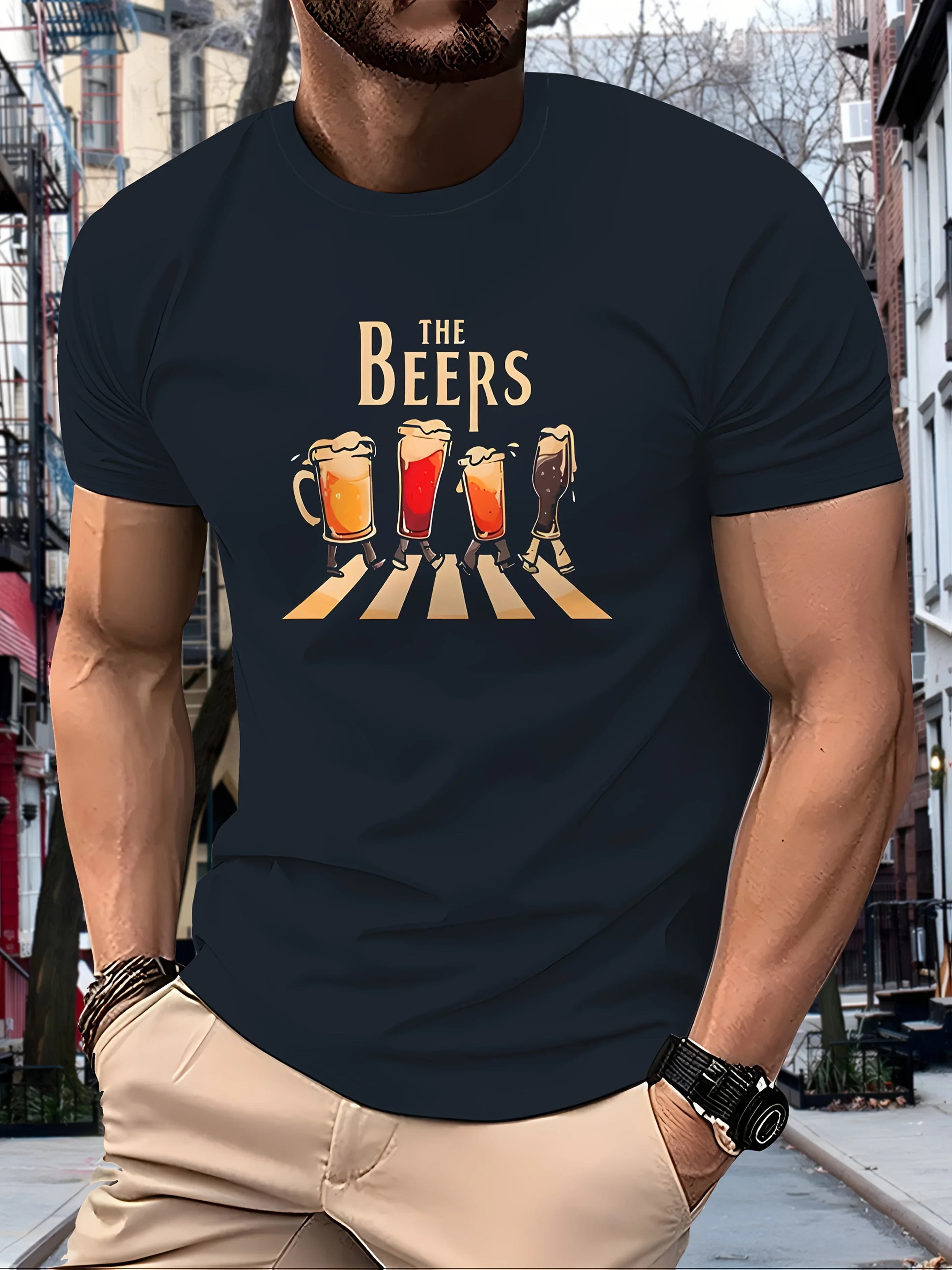 Pop Summer Men's 100% Pure Cotton Beer Graphic Print Casual Loose Sports Comfortable Round Neck Short Sleeved T-shirt Top
Pop Summer Men's 100% Pure Cotton Beer Graphic Print Casual Loose Sports Comfortable Round Neck Short Sleeved T-shirt Top