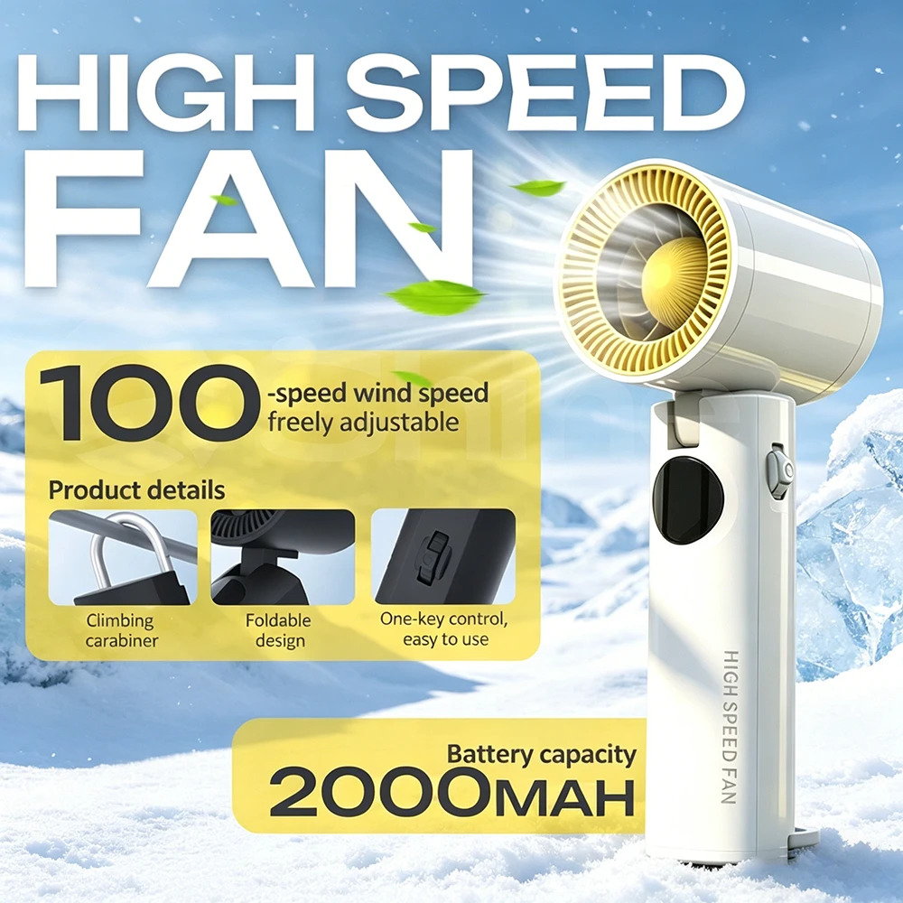 100 Speed Portable Fan, 2000mAh Rechargeable, LED Display, Carabiner Hiking Clip, Cute Mini Handheld Fan for Women Outdoor
100 Speed Portable Fan, 2000mAh Rechargeable, LED Display, Carabiner Hiking Clip, Cute Mini Handheld Fan for Women Outdoor
