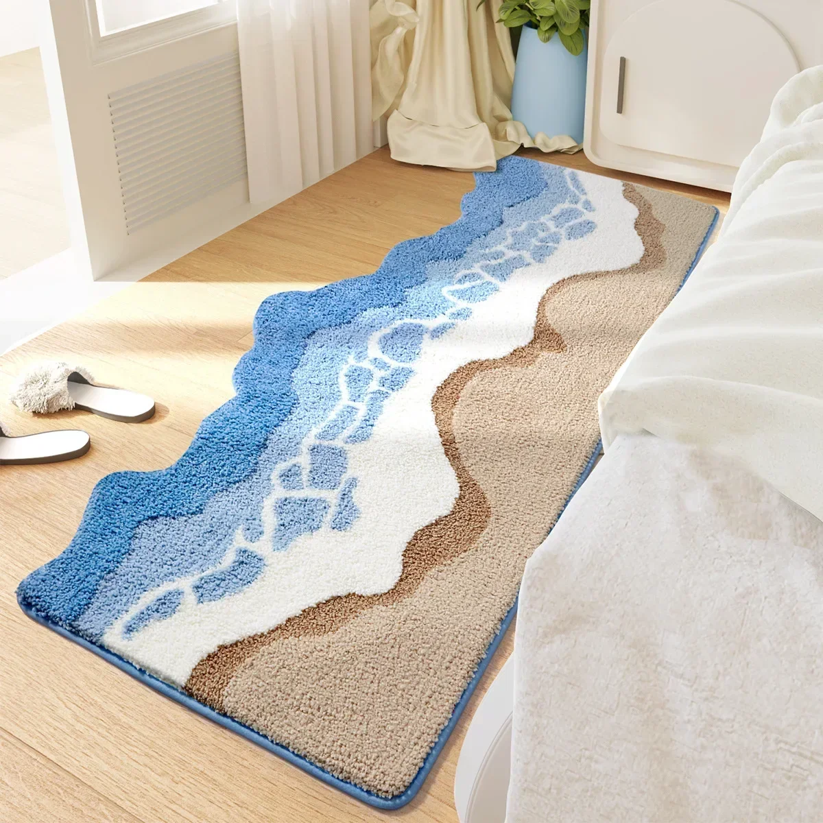 70x160CM Hand-Tufted Wave Bedside Rug, Home Bedroom Decoration Area Rugs, Microfiber Flocked Bathroom Non-slip Absorbent Mat
70x160CM Hand-Tufted Wave Bedside Rug, Home Bedroom Decoration Area Rugs, Microfiber Flocked Bathroom Non-slip Absorbent Mat
