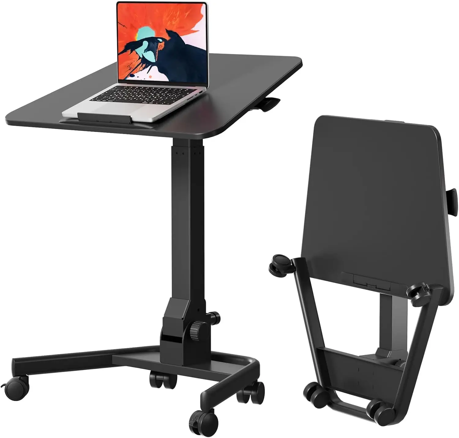Foldable Mobile Standing Desk, Pneumatic Height Adjustable Rolling Sit Stand Desk, 90° Tiltable Laptop Cart on Wheels, Easy to Fold
Foldable Mobile Standing Desk, Pneumatic Height Adjustable Rolling Sit Stand Desk, 90° Tiltable Laptop Cart on Wheels, Easy to Fold