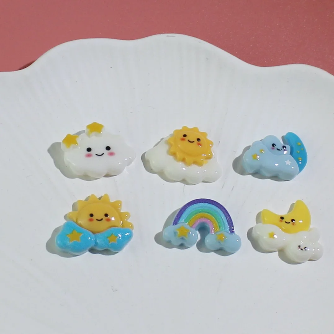 100pcs Kawaii Resin Flatback Cloud Sun DIY for Phone Case Hairpin Keychain Earring Scrapbook Jewelry Accessories Miniature Craft 
100pcs Kawaii Resin Flatback Cloud Sun DIY for Phone Case Hairpin Keychain Earring Scrapbook Jewelry Accessories Miniature Craft
