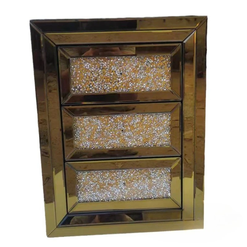 New light luxury gold mirror, glass rhinestone, three-dimensional three-pump bedside table
New light luxury gold mirror, glass rhinestone, three-dimensional three-pump bedside table