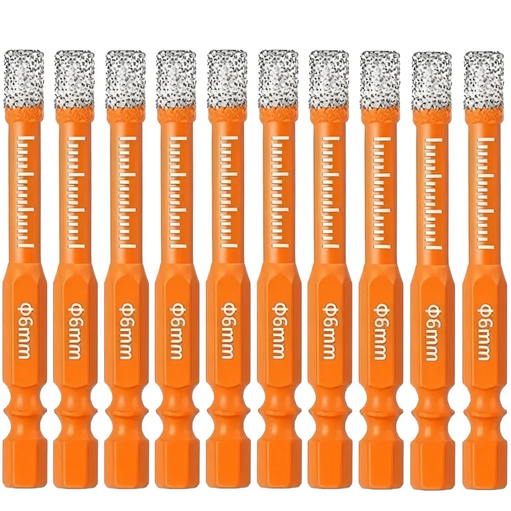 10 шт. алмазные сверла, набор сухих алмазных сверл диаметром 6 мм для керамики, гранита, плитки, стекла, мрамора, кирпича, камня
10 шт. алмазные сверла, набор сухих алмазных сверл диаметром 6 мм для керамики, гранита, плитки, стекла, мрамора, кирпича, камня
