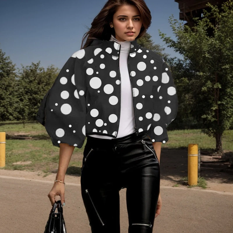 New Trend Design Short Top Coats Fashion Turtleneck Polka Dot Printed Short Top Coat Street Elegant Flower Print Women Jacket
New Trend Design Short Top Coats Fashion Turtleneck Polka Dot Printed Short Top Coat Street Elegant Flower Print Women Jacket