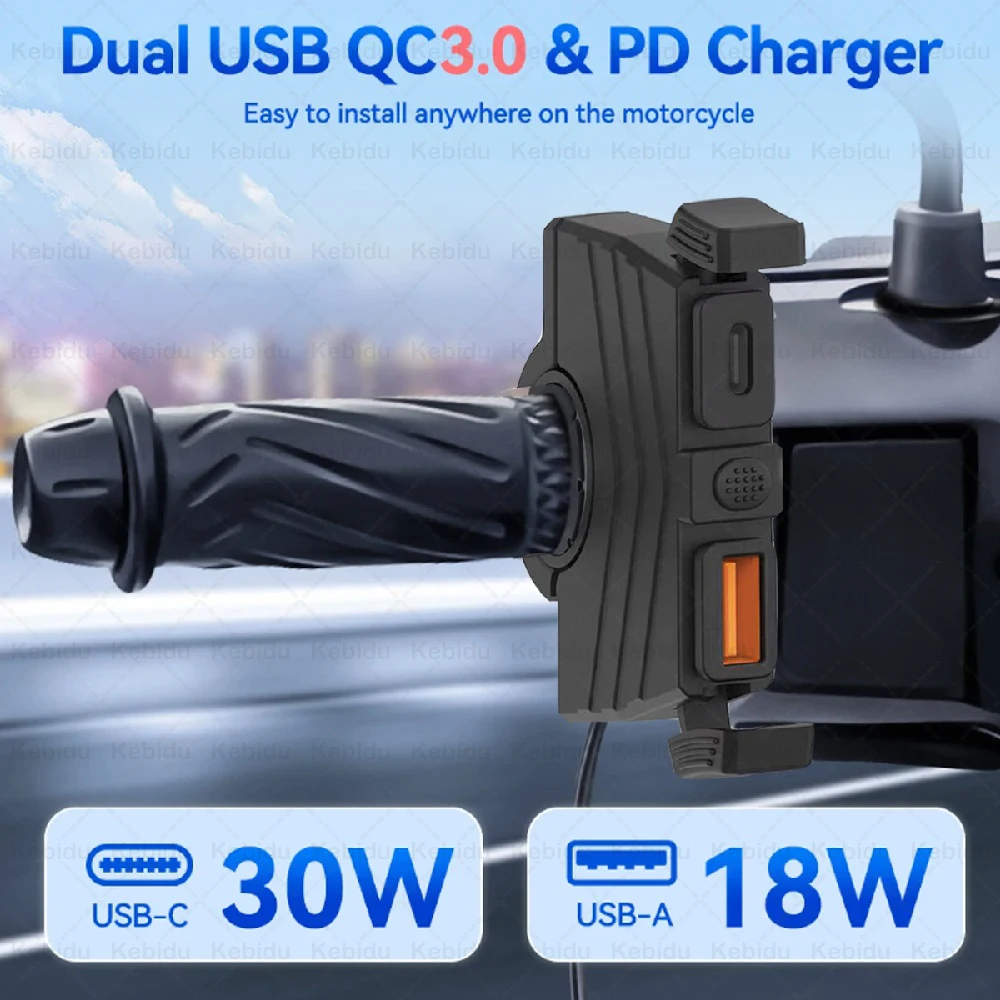 48 Вт PD + QC3.0 зарядное устройство для телефона, руль мотоцикла, розетка для быстрой зарядки, водонепроницаемый USB-адаптер типа C для GPS-навигации
48 Вт PD + QC3.0 зарядное устройство для телефона, руль мотоцикла, розетка для быстрой зарядки, водонепроницаемый USB-адаптер типа C для GPS-навигации