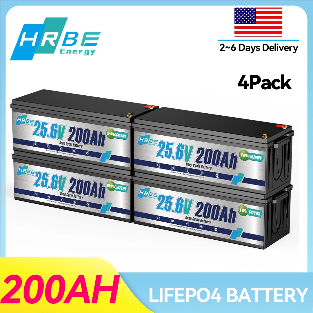 HRBEEnergy 24V 200Ah LiFePO4 Battery 5.12kWh Deep Cycle Lithium Battery for Solar Storage System,Trailer,Home Backup,Off-Grid
HRBEEnergy 24V 200Ah LiFePO4 Battery 5.12kWh Deep Cycle Lithium Battery for Solar Storage System,Trailer,Home Backup,Off-Grid
