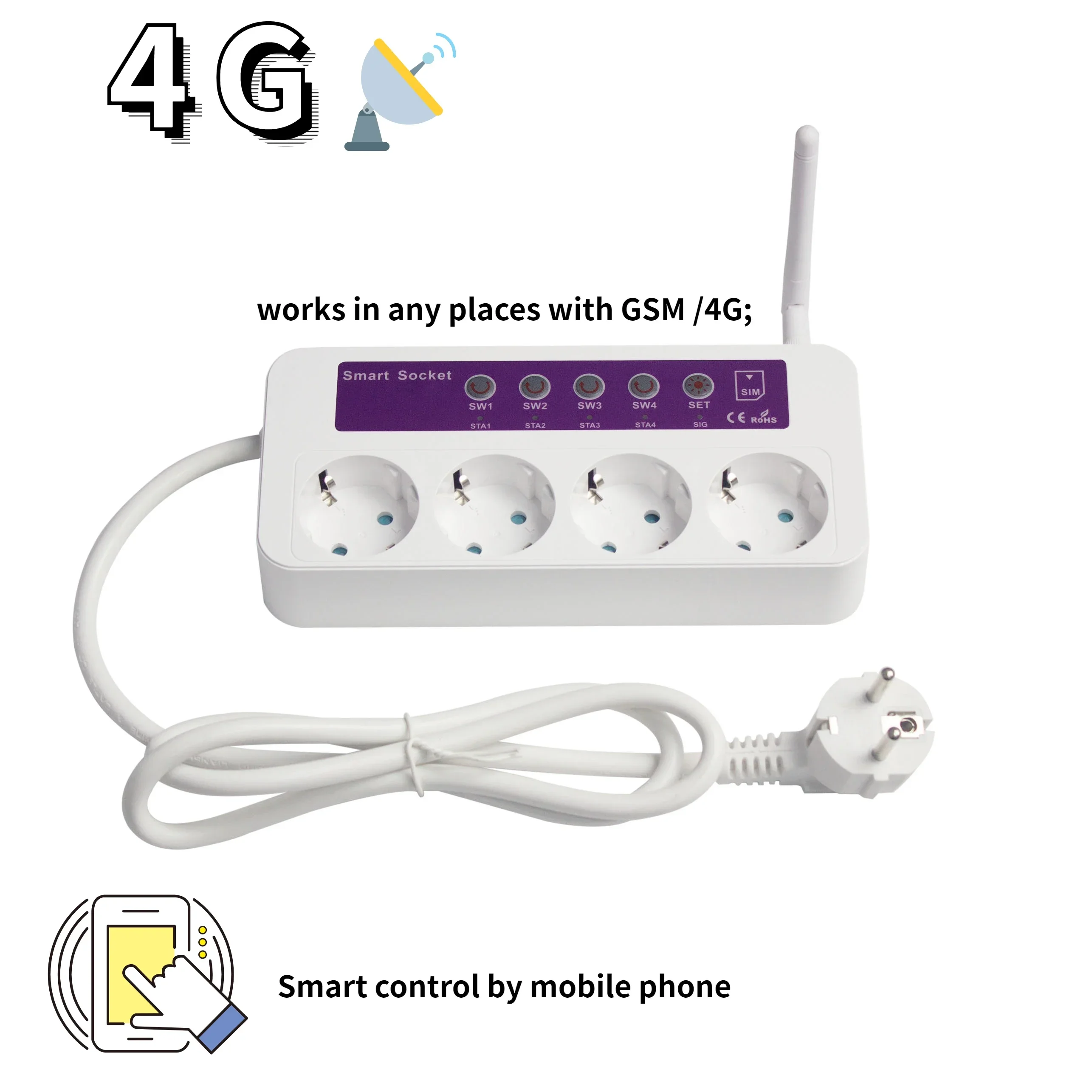 16A Socket Optional Power Failure Alarm GSM SMS 4G LTE Smart Power Switch Plug Socket 4 Channel Port power off alert
16A Socket Optional Power Failure Alarm GSM SMS 4G LTE Smart Power Switch Plug Socket 4 Channel Port power off alert