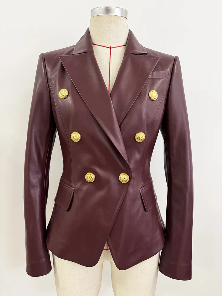 HIGH QUALITY Newest 2025 Designer Jacket Women'sWomen's Double Breasted Lion Buttons Artificial Leather Blazer
HIGH QUALITY Newest 2025 Designer Jacket Women'sWomen's Double Breasted Lion Buttons Artificial Leather Blazer