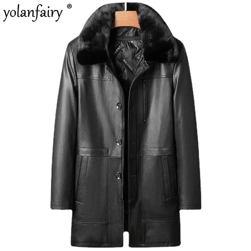 2023 Genuine Leather Down Coat Men's Natural Goatskin Mink Collar Detachable Inner Jacket for Men Mid Long Winter Coats Male FCY
2023 Genuine Leather Down Coat Men's Natural Goatskin Mink Collar Detachable Inner Jacket for Men Mid Long Winter Coats Male FCY
