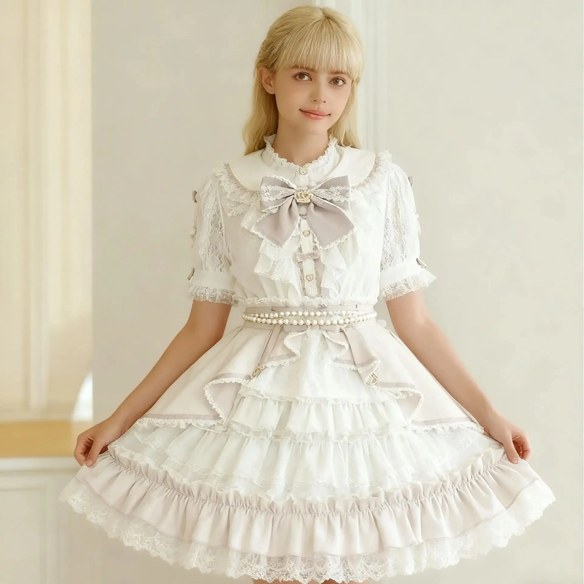 Японский стиль, весна-лето, женские рубашки с короткими рукавами, элегантный воротник Питера Пэна, корона, бант, топ в стиле Лолиты, милые кружевные блузки принцессы
Японский стиль, весна-лето, женские рубашки с короткими рукавами, элегантный воротник Питера Пэна, корона, бант, топ в стиле Лолиты, милые кружевные блузки принцессы