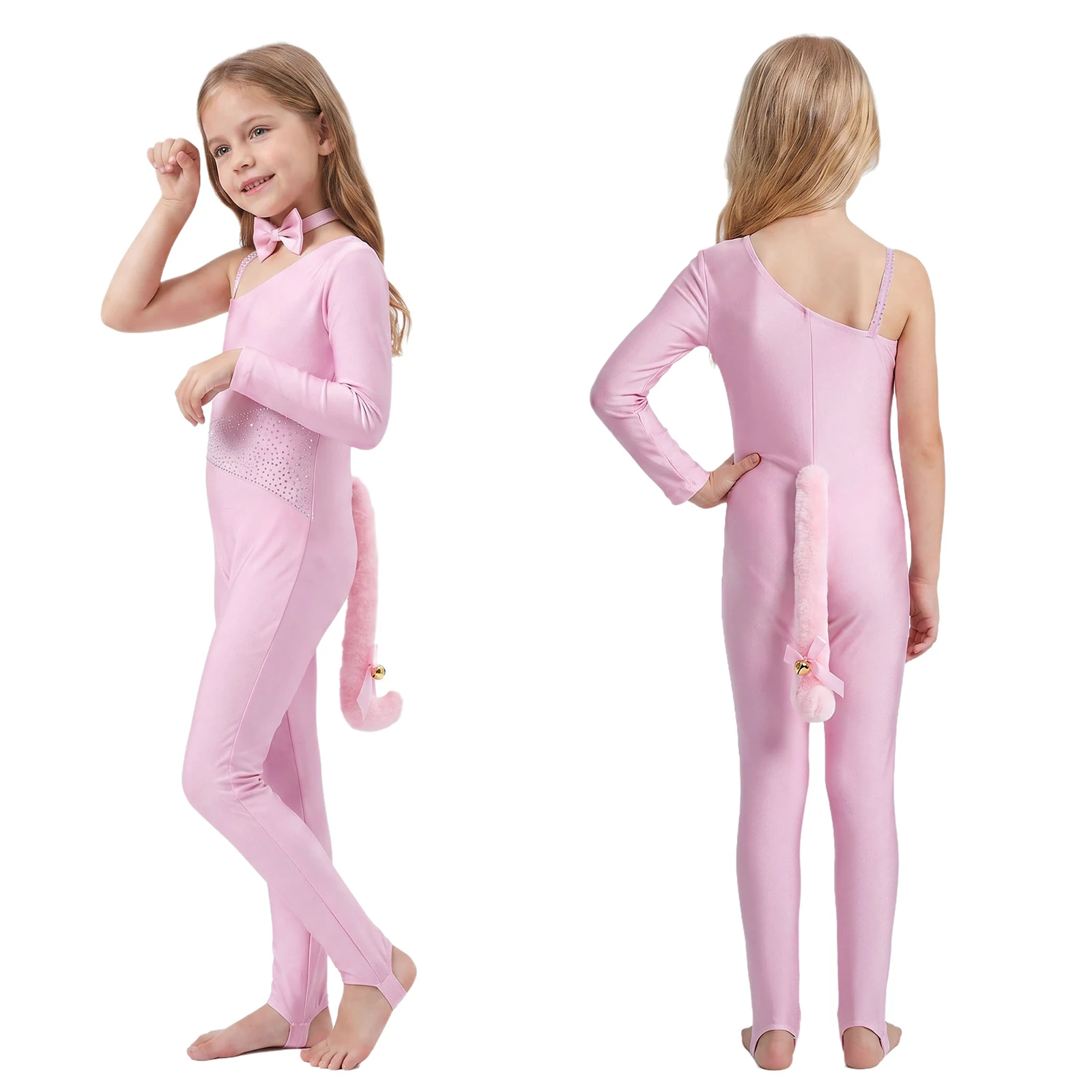 Kids Girls Cat Halloween Costume Leotard Rhinestones Tail Long Pants Jumpsuit Bowtie Neckwear Sparkly Stretchy for Cosplay Party
Kids Girls Cat Halloween Costume Leotard Rhinestones Tail Long Pants Jumpsuit Bowtie Neckwear Sparkly Stretchy for Cosplay Party