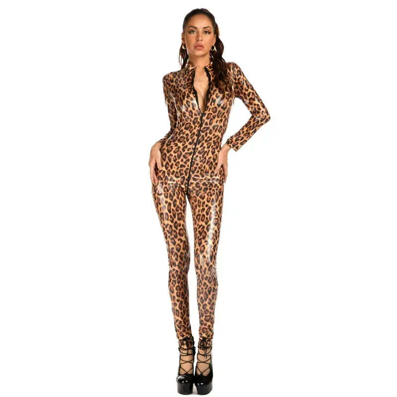 Woman Crotchless Leopard Latex Jumpsuits PU Leather Catsuit Leather Leopard Jumpsuits Double Zipper Open Crotch PVC Bodysuit
Woman Crotchless Leopard Latex Jumpsuits PU Leather Catsuit Leather Leopard Jumpsuits Double Zipper Open Crotch PVC Bodysuit