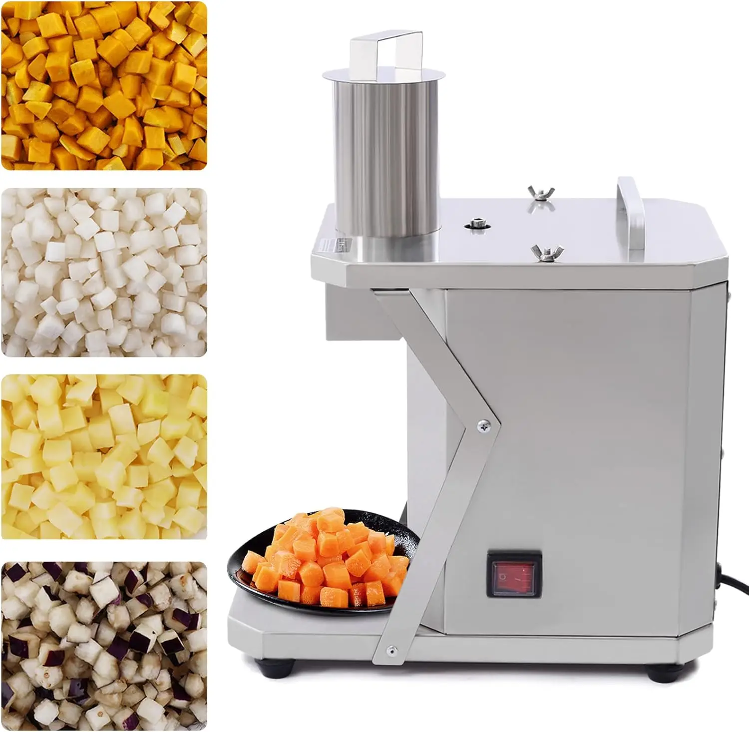 Automatic Dicer Cuber Vegetable Cutter Stainless Steel Dicing Machine for Potatoes, Carrots, Onions, Ham Sausage w/ 3Grid Blades
Automatic Dicer Cuber Vegetable Cutter Stainless Steel Dicing Machine for Potatoes, Carrots, Onions, Ham Sausage w/ 3Grid Blades