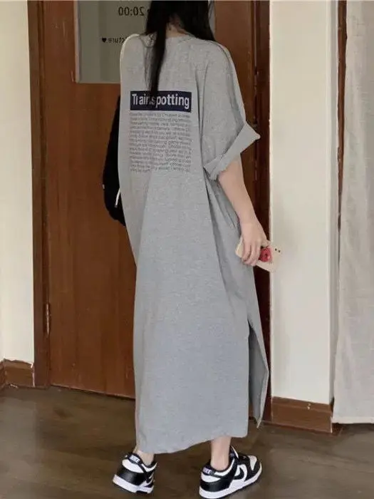plus Size Lazy Style Short Sleeve T-Shirt Dress Women Summer Loose Meat Covering Slimming Long Split Skirt Casual City Walk
plus Size Lazy Style Short Sleeve T-Shirt Dress Women Summer Loose Meat Covering Slimming Long Split Skirt Casual City Walk