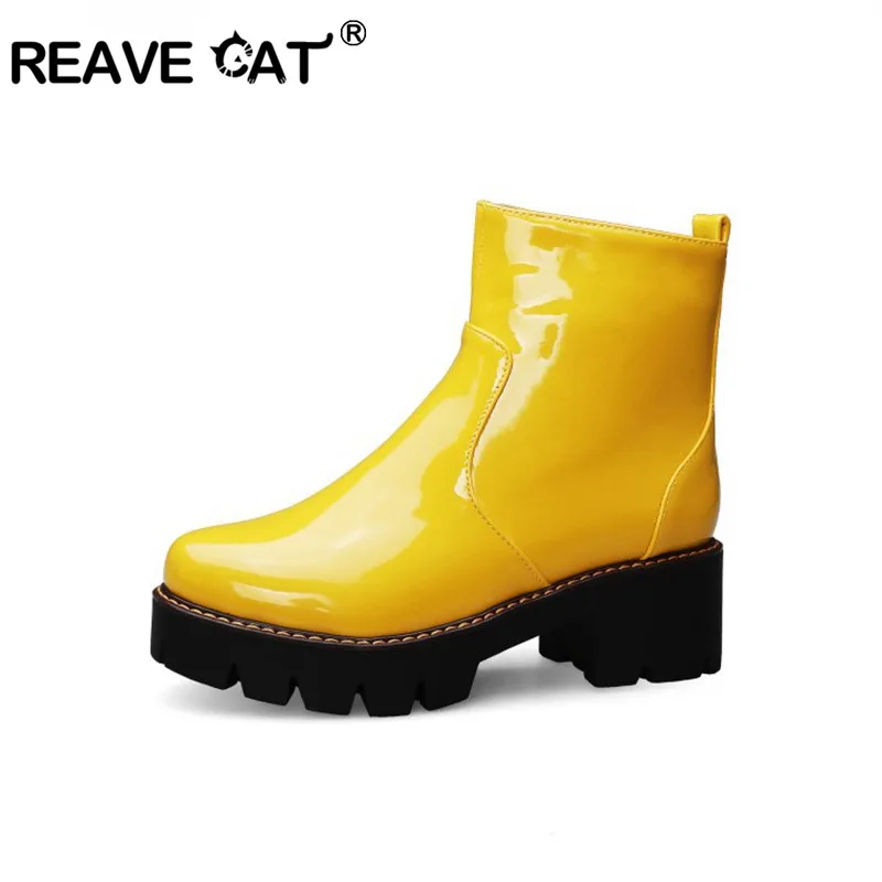 Женские ботильоны из лакированной кожи REAVE CAT, разноцветные полусапожки на платформе и блочном каблуке
Женские ботильоны из лакированной кожи REAVE CAT, разноцветные полусапожки на платформе и блочном каблуке