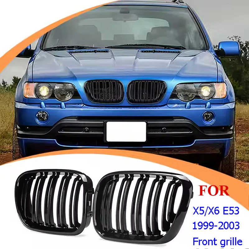 Подходит для BMW X5 E53 1999-2003, двойная плоскость, спортивный стиль, глянцевая черная передняя решетка, решетка в форме почек, автомобильные аксессуары
Подходит для BMW X5 E53 1999-2003, двойная плоскость, спортивный стиль, глянцевая черная передняя решетка, решетка в форме почек, автомобильные аксессуары