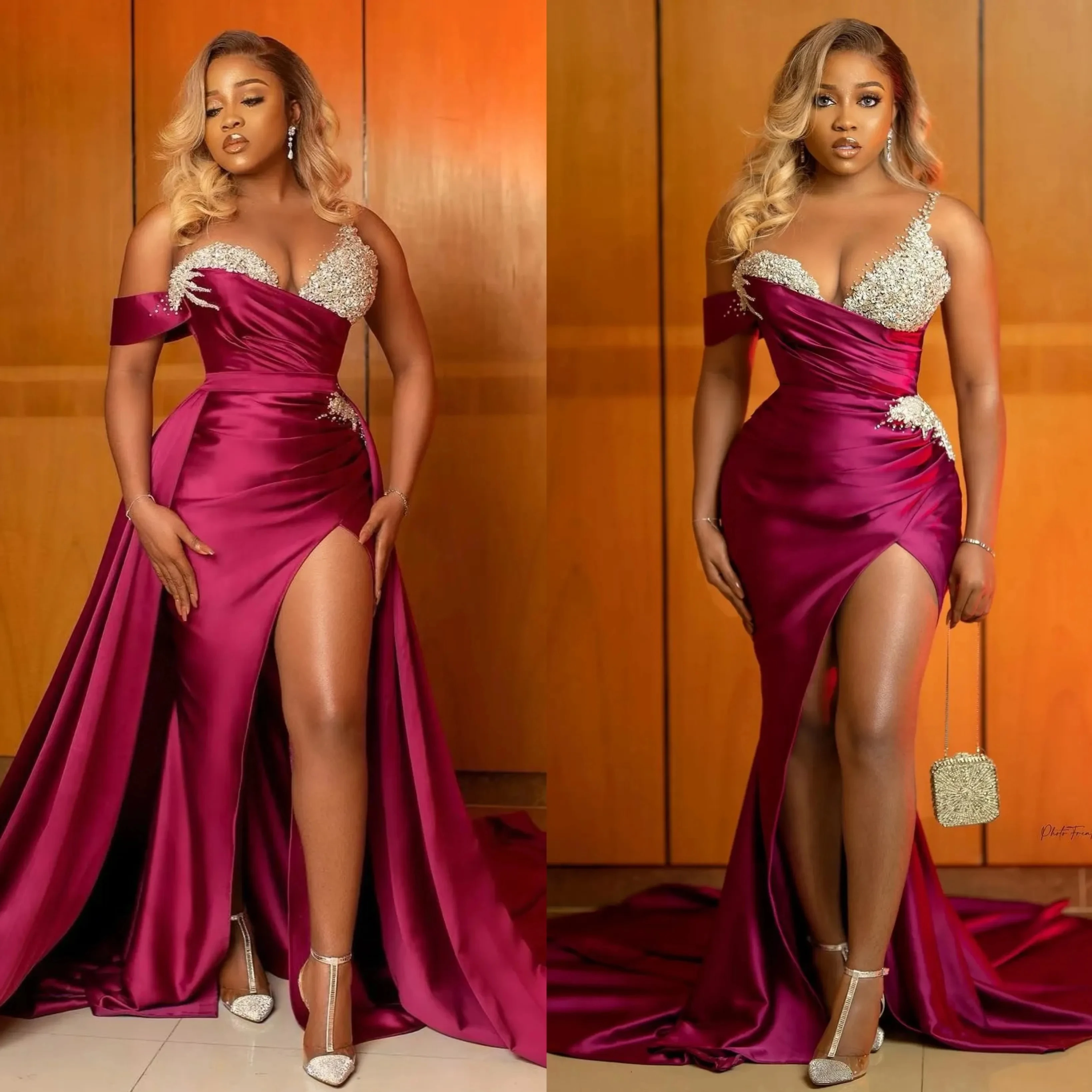 Customized Mermaid Ball sexy split evening dress for women with detachable train illusion crystal beaded satin formal dress
Customized Mermaid Ball sexy split evening dress for women with detachable train illusion crystal beaded satin formal dress