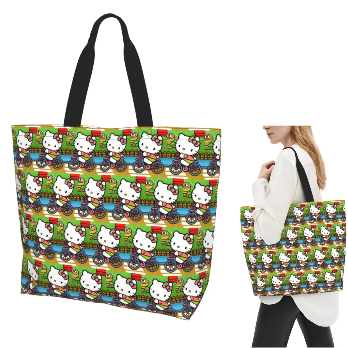 Hello Kitty езда на велосипеде мультфильм сумка для покупок холст большая вместительная сумка на плечо шоппер продуктовая сумка для женщин
Hello Kitty езда на велосипеде мультфильм сумка для покупок холст большая вместительная сумка на плечо шоппер продуктовая сумка для женщин