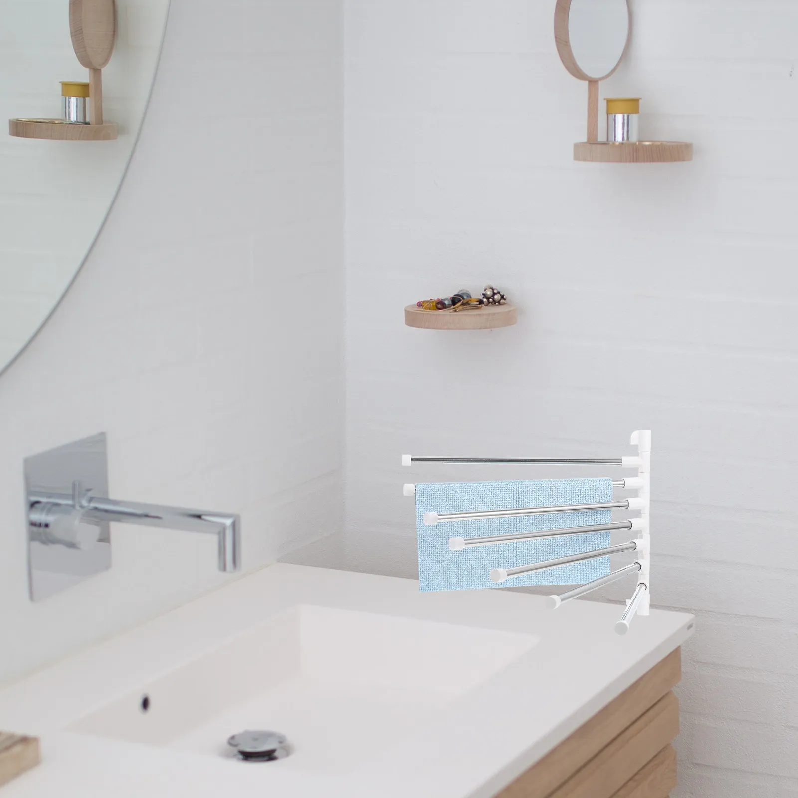 Настенная вращающаяся вешалка для полотенец из нержавеющей стали, многофункциональная полка для хранения, устойчивая к царапинам, простая в установке
Настенная вращающаяся вешалка для полотенец из нержавеющей стали, многофункциональная полка для хранения, устойчивая к царапинам, простая в установке