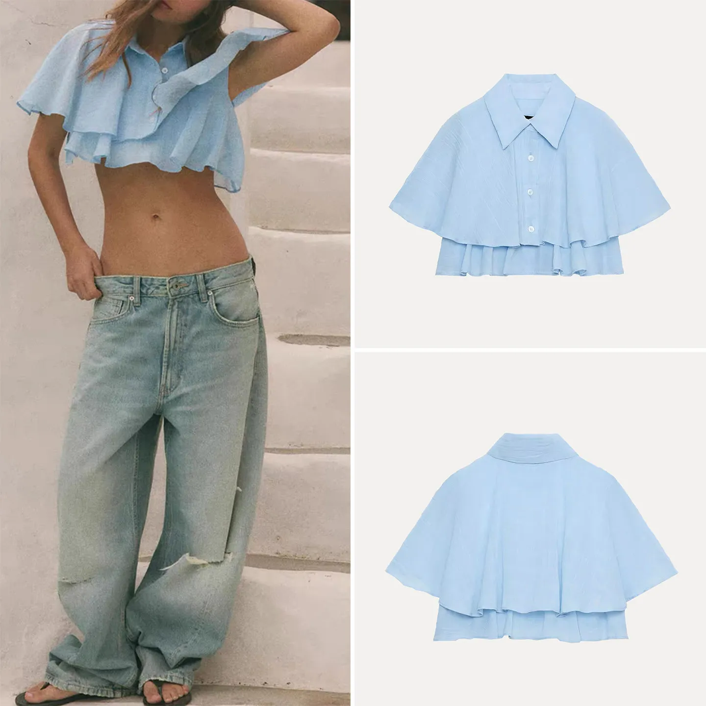 Women's Casual Style Loose Fit Short Sleeve Shirt Stand Collar Multi Layer Decorative Button Spring 2026 New Arrival
Women's Casual Style Loose Fit Short Sleeve Shirt Stand Collar Multi Layer Decorative Button Spring 2026 New Arrival