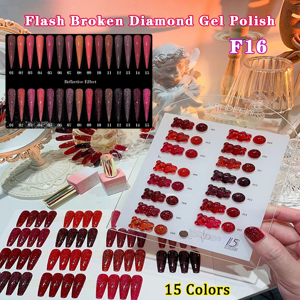 Vendeeni 15 цветов/набор светоотражающий красный сломанный алмазный гель-лак для ногтей УФ-светодиодная вспышка с блестками маникюрный лак для ногтей с цветной картой
Vendeeni 15 цветов/набор светоотражающий красный сломанный алмазный гель-лак для ногтей УФ-светодиодная вспышка с блестками маникюрный лак для ногтей с цветной картой