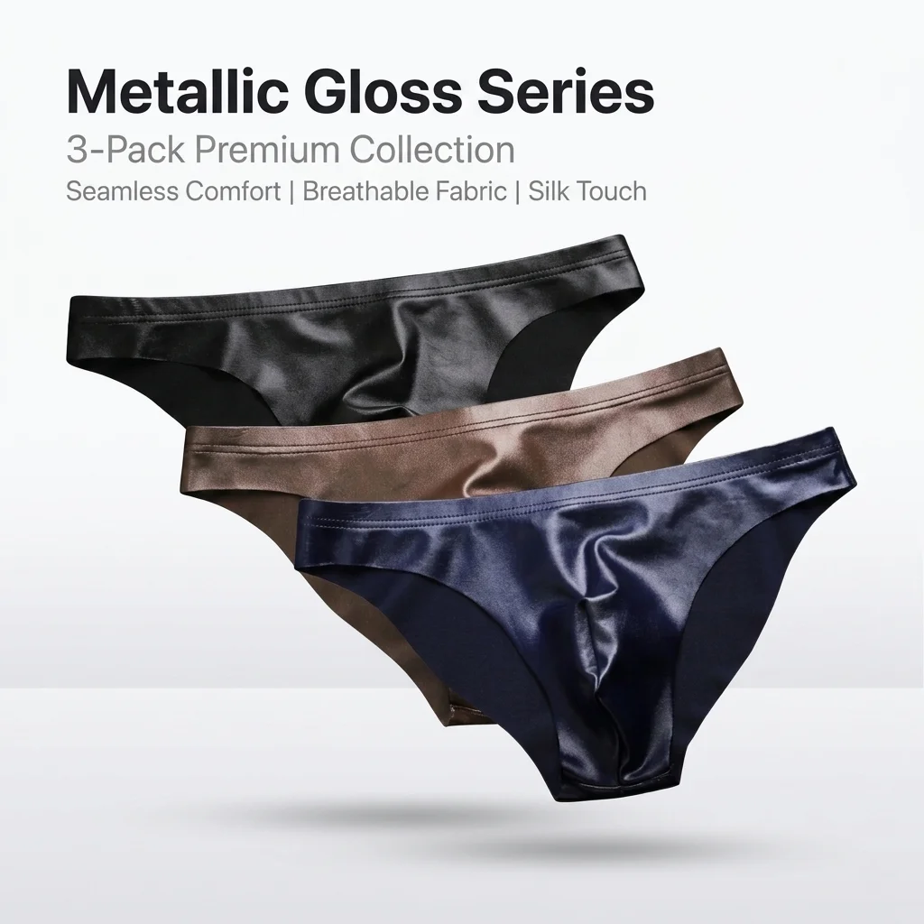 3 Pack Men's Seamless Briefs Metallic Gloss Silky Breathable Ultra Soft Low Rise Men Underwear for Daily Wear
3 Pack Men's Seamless Briefs Metallic Gloss Silky Breathable Ultra Soft Low Rise Men Underwear for Daily Wear