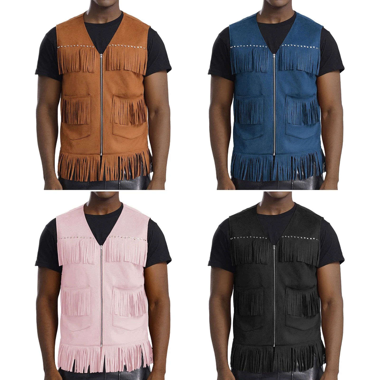 Authentic Western Vest for Men with Fringe Tassels And Front Zipper Waistcoat Perfect for Cowboy Cosplay And Rodeo Events
Authentic Western Vest for Men with Fringe Tassels And Front Zipper Waistcoat Perfect for Cowboy Cosplay And Rodeo Events
